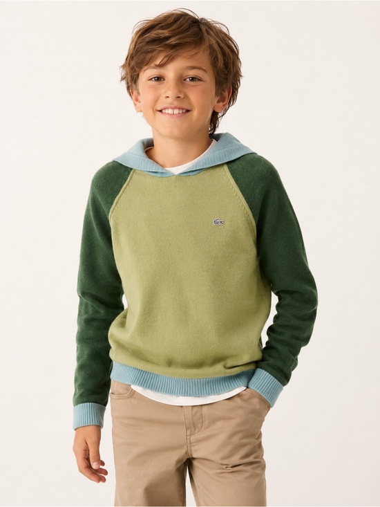 Lacoste Other - Lacoste Kids 100% Cashmere Colorblock Sweater Youth XL 16 Green Blue Crocodile